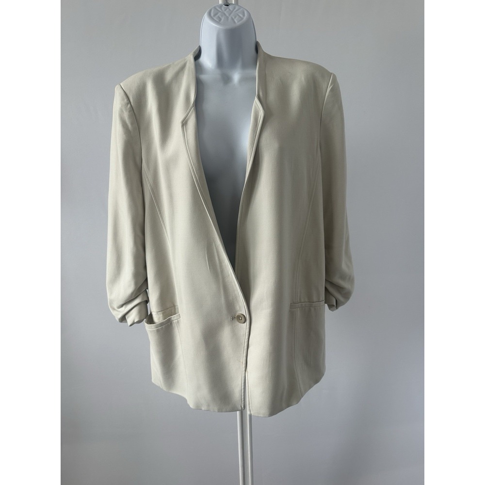 Helmut Lang Blend Ruched Sleeve City Blazer Jacket Career Minimalist Sz:12 (b46)
